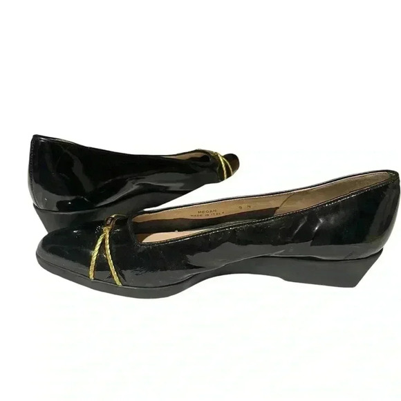 Bally Megan low wedge patent leather black gold tone rope and Bally logo 9 - Picture 5 of 8